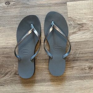 Havaianas Metallic Gray Flip Flops